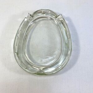 Clear Glass Horseshoe Shaped Ashtray Minimalist Decor Single Cigarette Collect